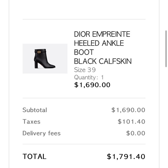 Dior Empreinte Heeled Ankle Boot Black Calfskin - Size 39 - Picture 2 of 10